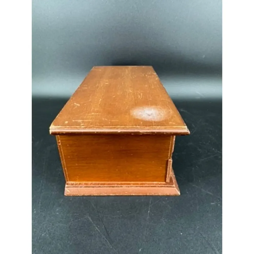 Vintage Price Imports Wood Jewelry Box Mirror Yellow Velvet Apothecary 1970s